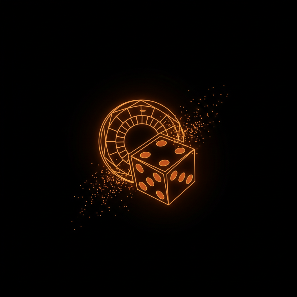 Glowing amber roulette wheel and dice representing iGaming traffic